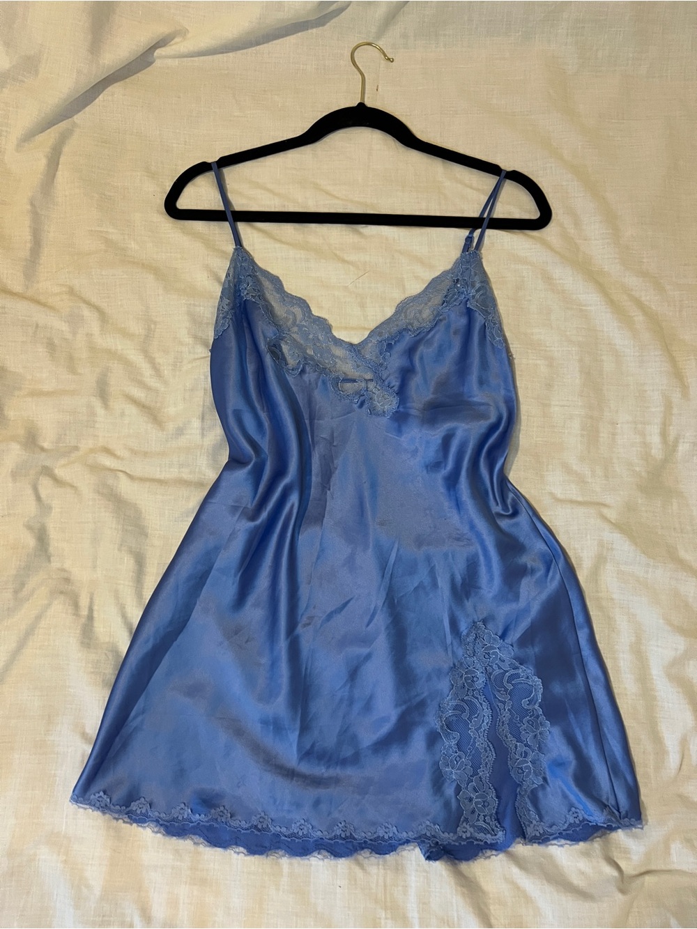 Blue Lace-Trim Satin Chemise - Victoria’s Secret
